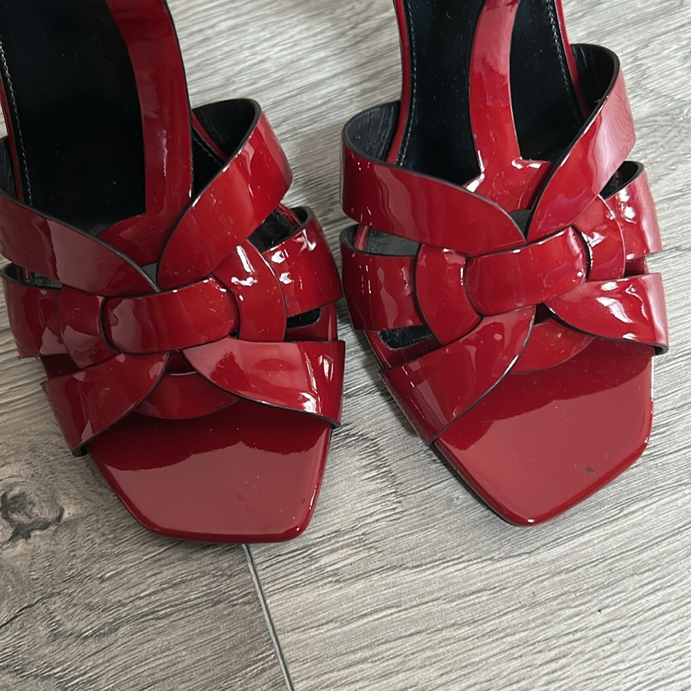 Saint Laurent Red Patent Leather Sandals - Picture 2 of 11